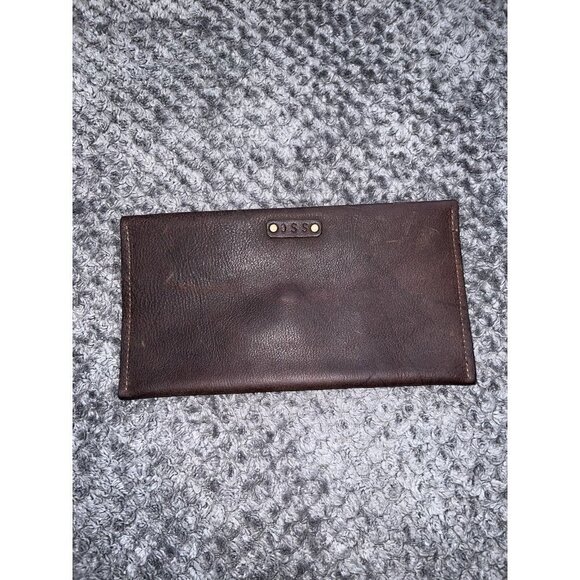 Brown Nobuck Leather Envelope Fold over Wallet Bag - Picture 3 of 10
